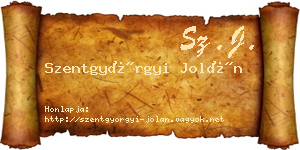 Szentgyörgyi Jolán névjegykártya