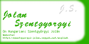 jolan szentgyorgyi business card