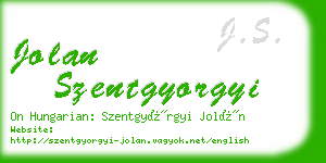 jolan szentgyorgyi business card